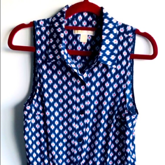 Michael Kors Sz 2 (XS) Blue White Sleeveless Dress - Picture 4 of 16